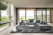 upholstered sofa with grey velvet fabric 